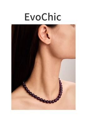 天然乌拉圭紫水晶项链小众设计颈链紫色气质锁骨链首饰925银扣