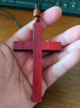 大号木十字架挂件红花梨木雕刻大