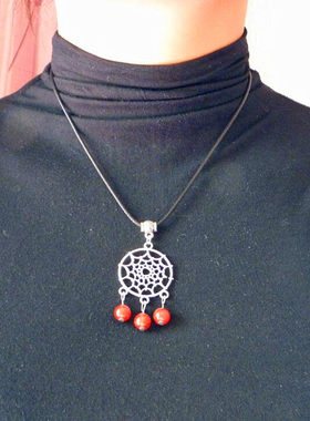 玛瑙绿松石蝴蝶泰银挂件吊坠项链