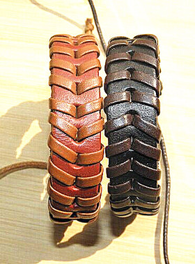 朋克风皮质男士手工编织diy饰品