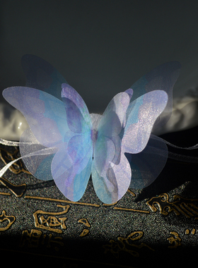 高级感蝴蝶脖颈丝带长款甜美手工项链可调节甜妹风复古文艺锁骨链