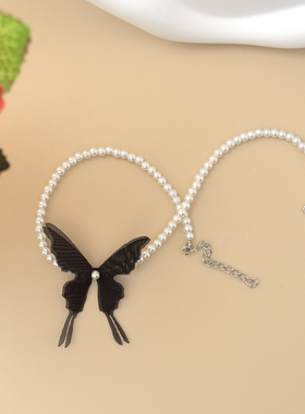 小众设计感锁骨链仿珍珠女