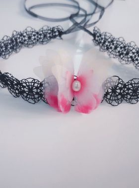 花边森女蕾丝结简约锁骨链脖颈链遮颈纹美颈饰品甜美短款锁骨链