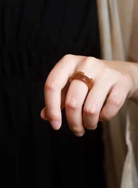 猫耳朵戒指女且末糖料和田玉送证