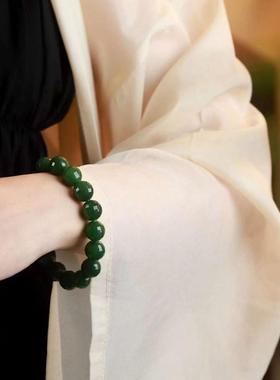 供应链碧玉菠菜绿和田玉多棱手链
