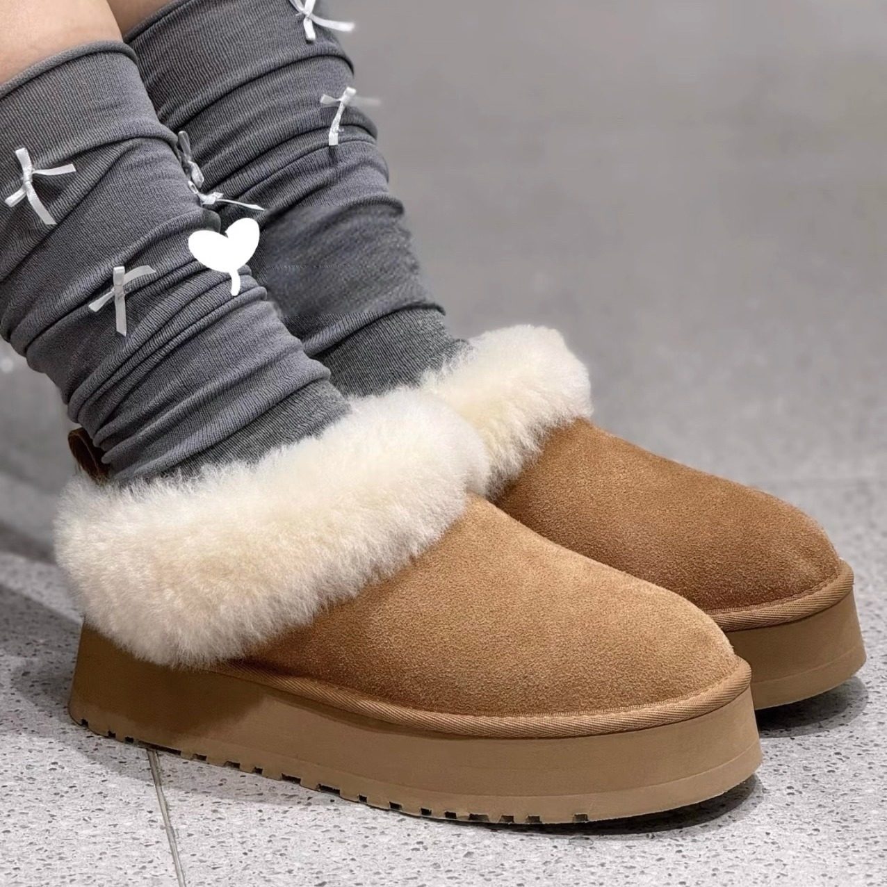 真皮雪地靴羊皮毛包头舒适一脚蹬增高5cm厚底鞋保暖加绒加厚棉靴,淘宝优惠券,粉丝福利购,淘宝优惠卷