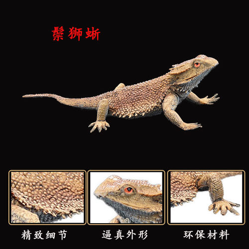 儿童实心爬行动物玩具模型仿真鬃狮蜥 伞蜥 蜥蜴 四脚蛇 整蛊玩具 - 图2