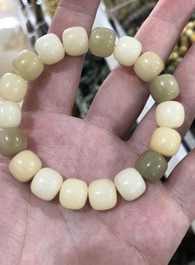 菩提白玉手串学生绕指柔佛珠文玩手链年糕桶珠小礼品男女款