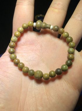 精品绿檀木素圈6mm葫芦手串女士款手链细圈佛珠木制品文玩小礼品