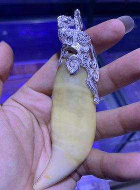 纯银项链包大号虎牙防裂保护吊坠