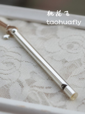 生日节日迷你长笛口哨子银色项链