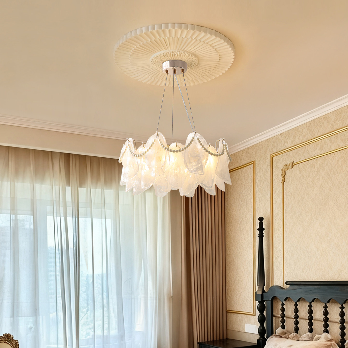 法式中古风轻奢云雾玻璃吊灯卧室灯客厅艺术感灯具浪漫氛围感灯饰,淘宝优惠券,粉丝福利购,淘宝优惠卷