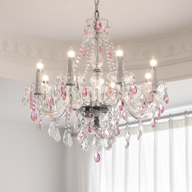 法式轻奢水晶吊灯新款客厅主灯餐厅吊灯高级感女孩房粉色卧室灯具 - 图1