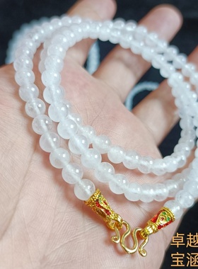 白玉髓佛牌链项链白色圆珠