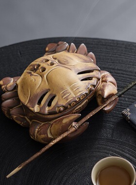 螃蟹盘香炉粗陶品香器仿古陶瓷香熏炉驱蚊室内家居摆件驱蚊神器