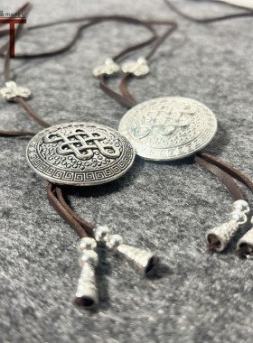 蒙古族项链佩饰蒙文加长吊坠少数民族风简约复古元素男女通用饰品