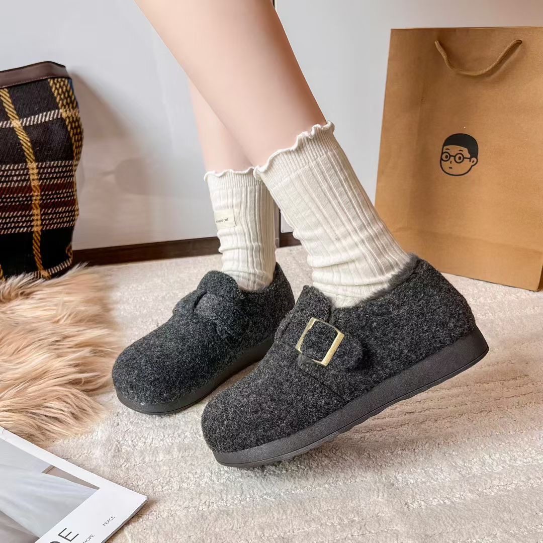 2025新款平底加绒勃肯鞋保暖毛毛鞋棉鞋女呢子小众百搭拖鞋V788,淘宝优惠券,粉丝福利购,淘宝优惠卷