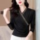ຕາຫນ່າງຄໍ v-c ລຸ່ມສຸດ lace top