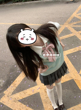 百搭日系甜美风短裙套装无袖衬衫