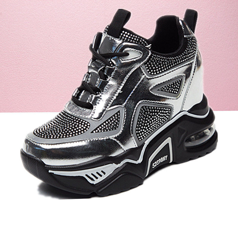 真皮内增高老爹鞋女10cm高跟镶钻欧美震地王厚底休闲运动单鞋in潮,淘宝优惠券,粉丝福利购,淘宝优惠卷