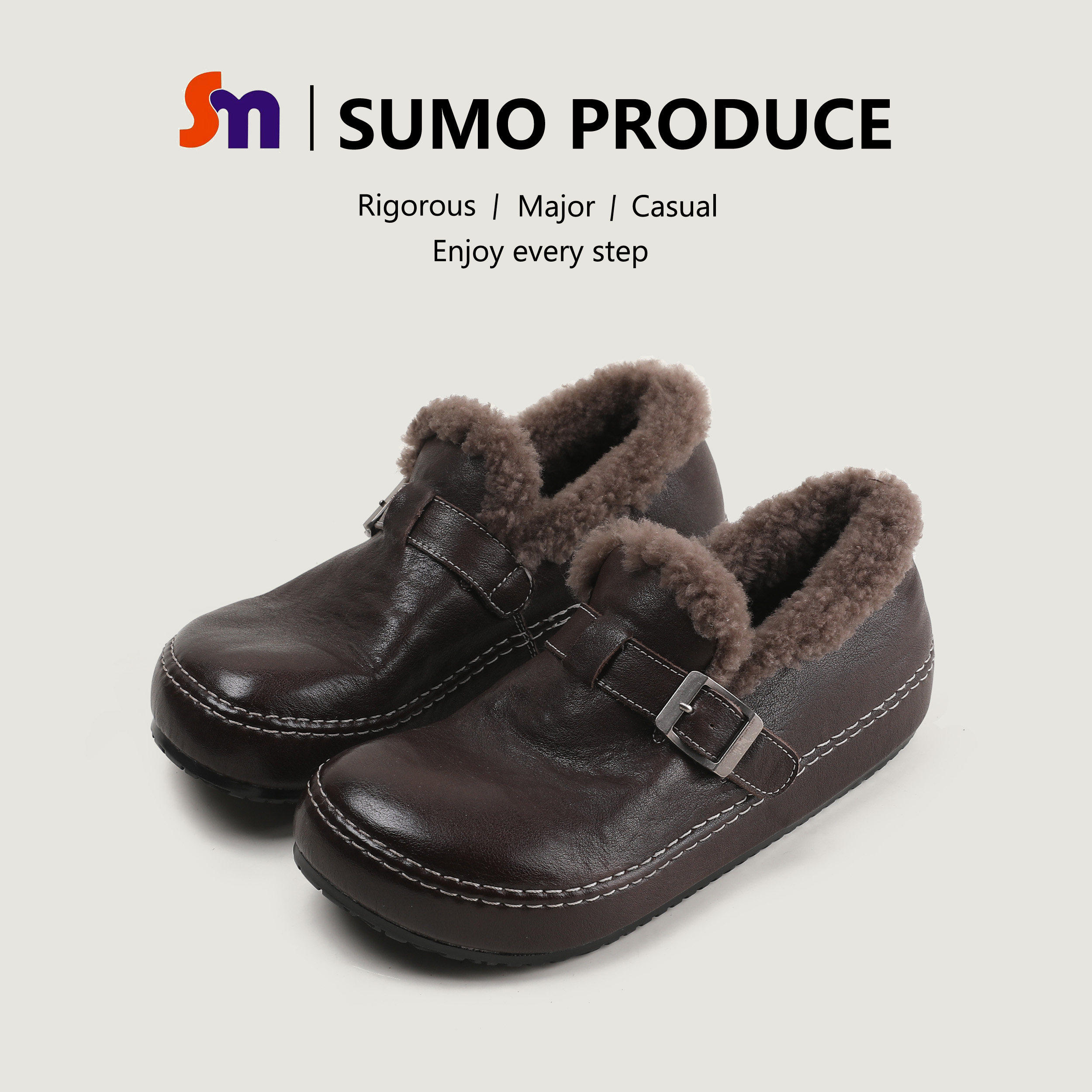 素陌冬季新款马皮勃肯鞋女羊皮毛一体加绒保暖毛毛鞋懒人棉鞋1366,淘宝优惠券,粉丝福利购,淘宝优惠卷