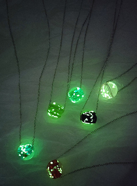 【不褪色洗澡不用摘】夜光石琉璃项链钛钢转运珠吊坠发光石锁骨链