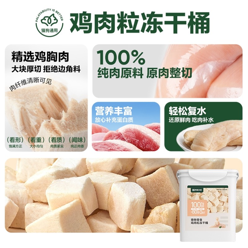【双11特惠】网易天成冻干正品五拼冻干桶高蛋白鸡肉冻干混合桶,淘宝优惠券,粉丝福利购,淘宝优惠卷