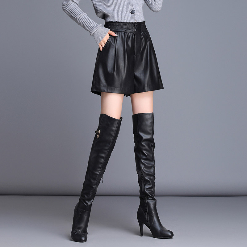 海宁真皮皮裤女2025秋冬新款阔腿短款高腰显瘦绵羊皮外穿打底靴裤,淘宝优惠券,粉丝福利购,淘宝优惠卷