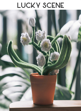 仙人掌花朵扭扭棒小盆栽摆件