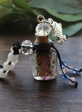 简约福袋琉璃吊坠随身挂坠项坠男女项链紫色红色已装藏金刚沙