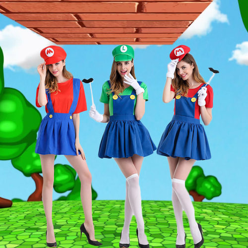 超级玛丽表演背带裤装马里奥化妆舞会装扮服装万圣节成人Cosplay - 图1