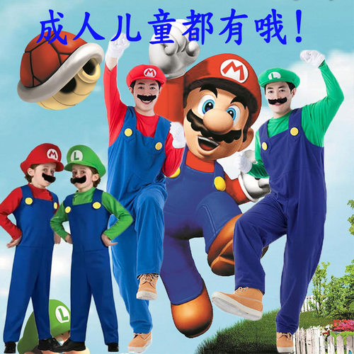 超级玛丽表演背带裤装马里奥化妆舞会装扮服装万圣节成人Cosplay - 图0