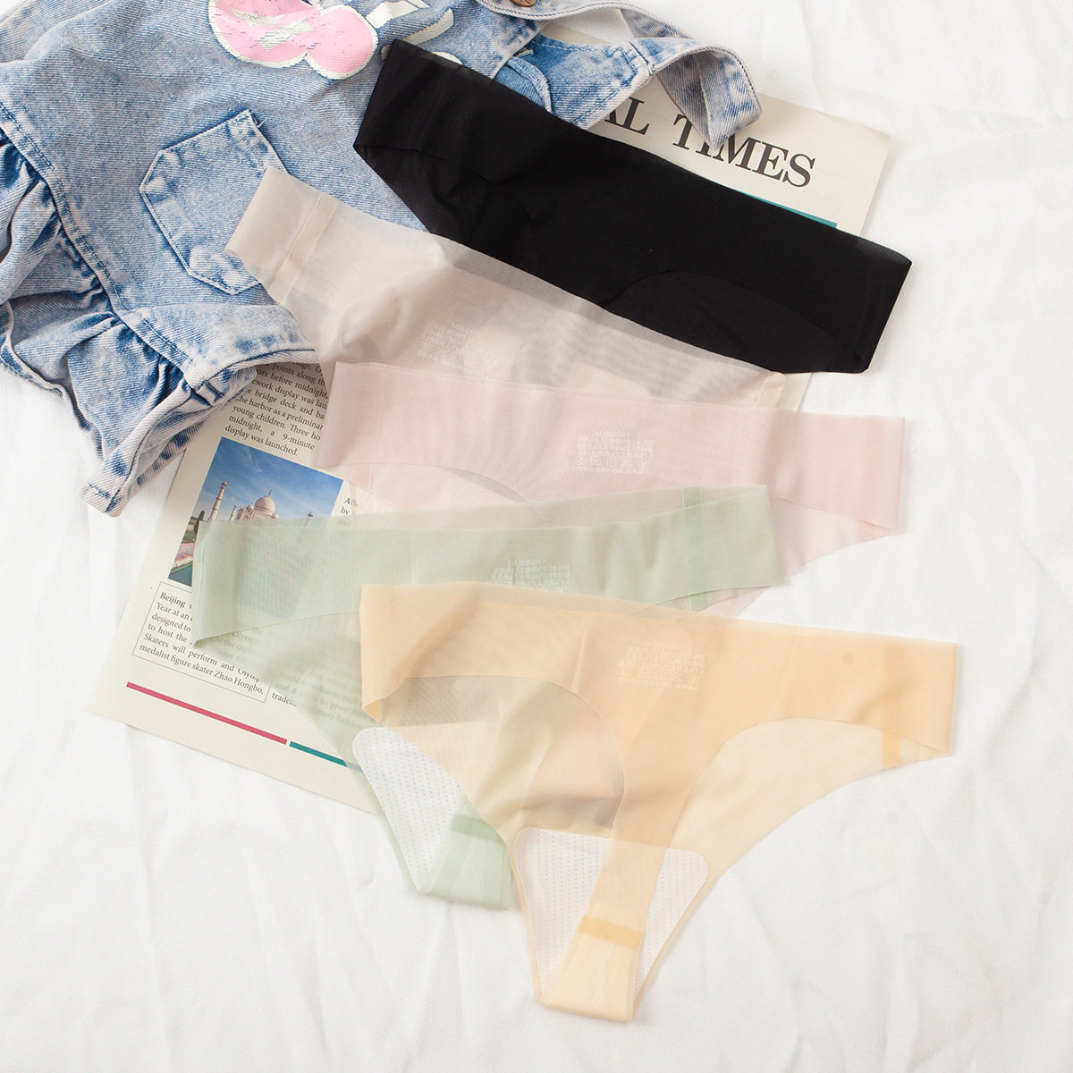 女士超薄面膜裤款无痕冰丝瑜伽运动健身低腰隐形三角裤内裤女,淘宝优惠券,粉丝福利购,淘宝优惠卷