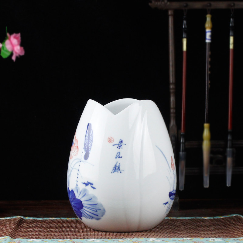 景德镇陶瓷 现代简约创意花瓶小号 客厅干花插花器餐桌装饰品摆件,淘宝优惠券,粉丝福利购,淘宝优惠卷