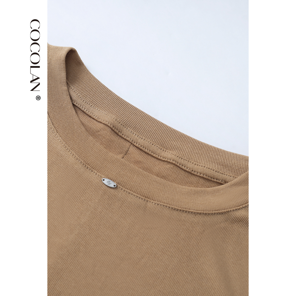 COCOLAN【桑蚕pro- 长袖】桑蚕丝秋季新款长袖女T恤CL6TX0725 - 图0