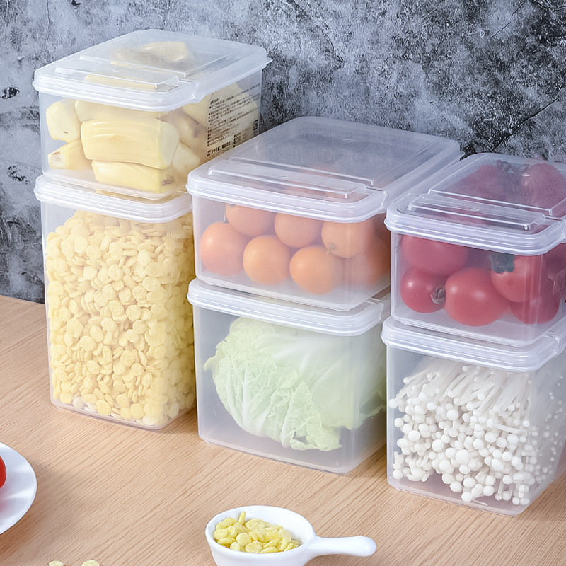 日本冰箱收纳盒塑料保鲜盒翻盖式冷藏食物厨房半开储物盒桌面家用 - 图1