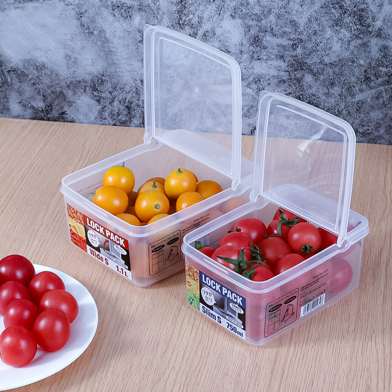 日本冰箱收纳盒塑料保鲜盒翻盖式冷藏食物厨房半开储物盒桌面家用 - 图2