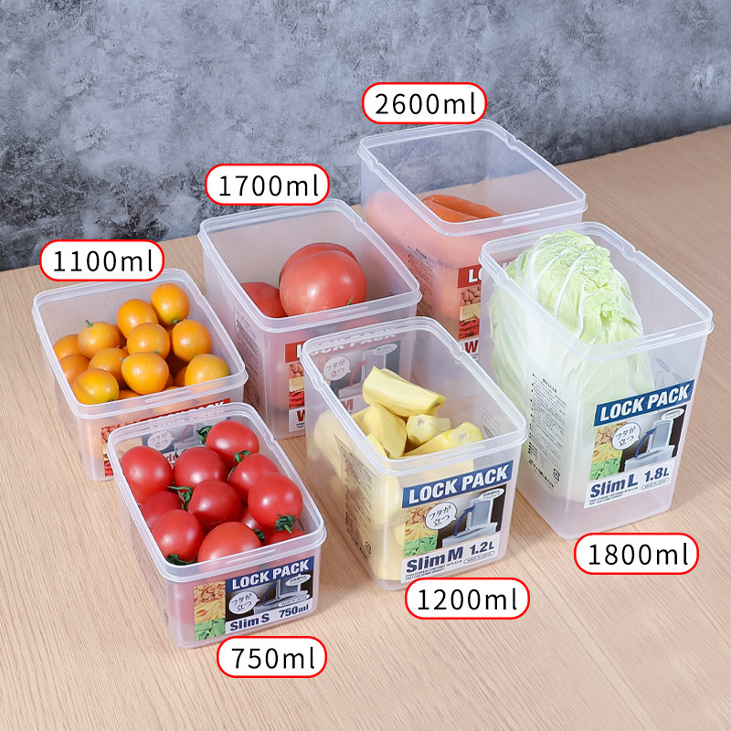 日本冰箱收纳盒塑料保鲜盒翻盖式冷藏食物厨房半开储物盒桌面家用 - 图0