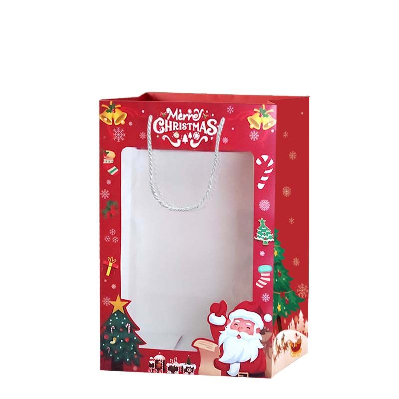 圣诞节礼品袋橱窗手提袋新款开窗透明纸袋平安夜苹果包装袋礼物袋,淘宝优惠券,粉丝福利购,淘宝优惠卷