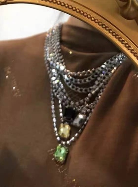 多多檀健次现货双层宝石个性项链