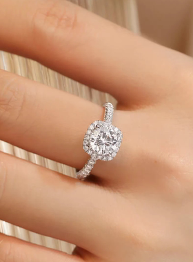 莫桑石钻戒公主女士款戒指指环镶嵌莫戒指女镀18K铂金戒指送女友