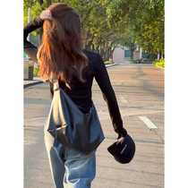 Hong Kong Genuine Leather Tote Bag Lady Large Capacity 2023 New Autumn Winter Commuter Skew Satchel Shoulder Large Backpack