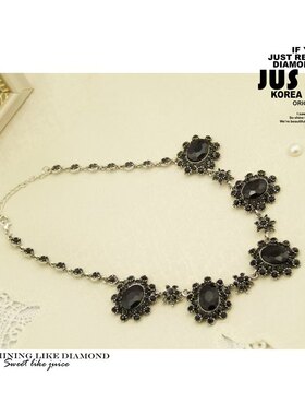 2026新款女生项链黑色花朵项链女精致时尚小众设计感金属项链气质