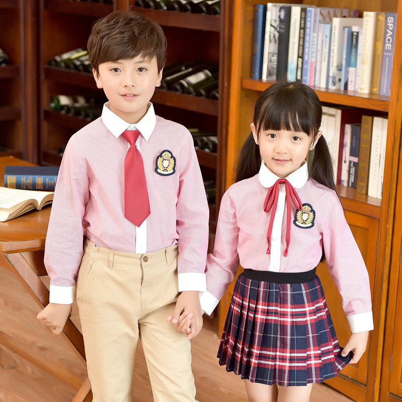 小学生校服男女童装初中学院风班服春秋季儿童纯棉幼儿园园服套装-图0