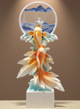 双鱼戏珠年年有余风水摆件乔迁