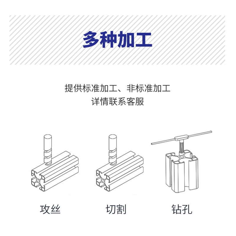 欧标4040铝型材 4040双槽6mm工业铝合金40*40设备机架防护罩移门-图1