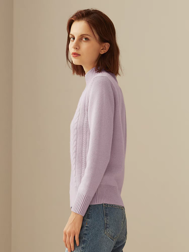 鹿王纯山羊绒衫女士半高领厚款变换组织针织秋冬款新款毛衣套头衫,淘宝优惠券,粉丝福利购,淘宝优惠卷