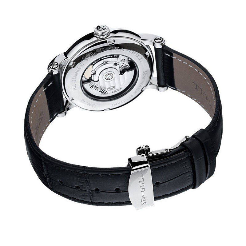 海鸥男皮带防水日历全自动机械简约 海鸥表优力联旭国产腕表