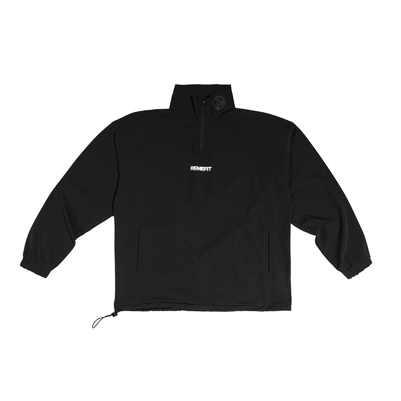 REMEFIT 夜光杠铃片 基础美式半拉立领翻领尼龙弹力运动夹克外套 - 图3