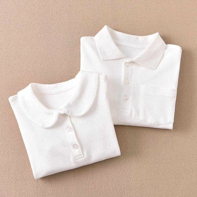 儿童polo衫白色翻领打底衫女童校服内搭上衣男童纯棉长袖T恤衬衫,淘宝优惠券,粉丝福利购,淘宝优惠卷